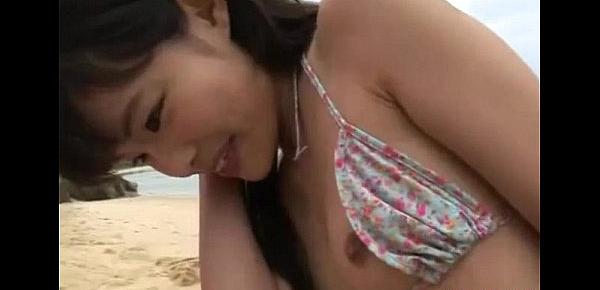  Asian Babes Massaging Tits Naked French Kissing On The Beach